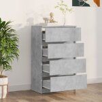 Maison chic - buffet de cuisine commode meuble de rangement gris bton 60x35x98, 5 cm bois d'ingnierie ...