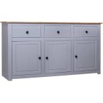 Maison chic - buffet de cuisine contemporain - buffet bas commode gris 135x40x80 cm pin solide assortiment ...
