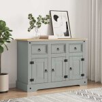 Maison chic - buffet, enfilade, armoire de cuisine corona gris 112x43x78 cm bois massif pin mexicain ...