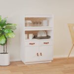 Maison chic - buffet haut, enfilade, armoire de cuisine blanc 67x40x108, 5 cm bois massif de pin wfe918237 ...