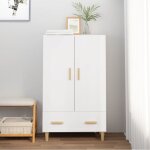 Buffet haut meuble de rangement commode bahut blanc 70x31x115 cm bois d'ing�nierie fr45075