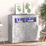 Maison chic - buffet avec lumières led bahut meuble de rangement commode gris béton 80x35x75 cm 94404 ... Maison chic - buffet avec lumières led bahut meuble de rangement commode gris béton 80x35x75 cm 94404 ...
