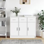 Maison chic - buffet meuble de rangement armoire de cuisine blanc 91x28x75 cm bois d'ing�nierie 66662 ...