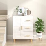 Maison chic - buffet meuble de rangement commode bahut blanc brillant 69, 5x34x90 cm bois d'ingnierie ...