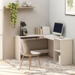 Maison chic - bureau d'angle bureau d'ordinateur bureau informatique en forme de l blanc 120x140x75 cm ...