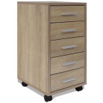 Maison chic - caisson � tiroir de bureau armoire de bureau commode - avec roulettes 5 tiroirs ch�ne