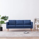 Maison chic - canapé droit fixe à 3 places canapé scandinave sofa tissu bleu Maison chic - canapé droit fixe à 3 places canapé scandinave sofa tissu bleu