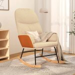 Maison chic - chaise à bascule fauteuil à bascule fauteuil de relaxation blanc crème tissu 62695 Maison chic - chaise à bascule fauteuil à bascule fauteuil de relaxation blanc crème tissu 62695