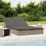 Maison chic - chaise longue  2 places bain de soleil transat avec coussins gris rsine tresse 86451 ...