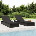 Maison chic - chaise longue bain de soleil transat avec coussin noir 201x55x62 cm rsine tresse 74942 ...