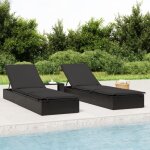 Maison chic - chaise longue bain de soleil transat avec coussin noir 201x55x62 cm r�sine tress�e 74942 ...