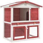 Maison chic - clapier lapin d'extérieur cage enclos à lapin 3 portes rouge bois 89792 Maison chic - clapier lapin d'extérieur cage enclos à lapin 3 portes rouge bois 89792