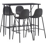 Ensemble table + 4 tabourets de bar table haute et bar tissu gris fonc� 14113