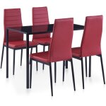 Maison chic - ensemble table et chaises 5 pcs ensemble table  manger + 4 chaises rouge bordeaux 14410 ...