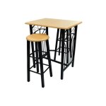 Maison chic - ensemble table et chaises / ensemble table à manger + 2 tabourets bois brun roux avec noir ... Maison chic - ensemble table et chaises / ensemble table à manger + 2 tabourets bois brun roux avec noir ...