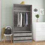 Maison chic - garde - robe armoire de rangement penderie gris b�ton 100x50x200 cm agglom�r�
