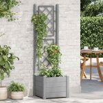 Maison chic - jardini�re bac a fleur avec treillis 43x43x142 cm pp gris pierre 77588