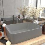 Maison chic - lavabo � poser de luxe lavabo vasque salle de bain gris clair mat 41x30x12 cm c�ramique ...