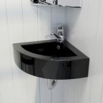 Maison chic - lavabo � poser lavabo vasque salle de bain / avec trou de trop - plein 45x32x12, 5 cm noir ...