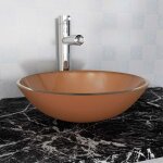 Lavabo  poser lavabo vasque salle de bain verre tremp 42 cm marron 20607