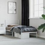 Maison chic - lit adulte contemporain avec tte de lit cadre de lit mtal blanc 90x190 cm 50737