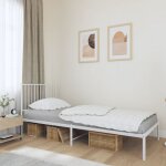 Maison chic - lit adulte mtal avec tte de lit contemporain cadre de lit blanc 90x190 cm 99485