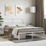 Maison chic - lit adulte en m�tal avec t�te de lit contemporain lit double cadre de lit blanc 140x190 ...