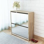 Maison chic - meuble  chaussures armoire  chaussures meuble d'entre 2 tages avec miroir 63 x 17 x ...