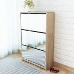 Maison chic - meuble  chaussures armoire  chaussures meuble d'entre 3 tagres miroir 63 x 17 x 102, ...