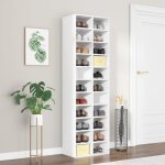 Maison chic - meuble � chaussures armoire � chaussures meuble d'entr�e blanc 54x34x183 cm bois d'ing�nierie ...
