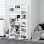 Maison chic - meuble de rangement cd / dvd meuble �tag�re blanc 102x16x177, 5 cm bois d'ing�nierie 13470 ...