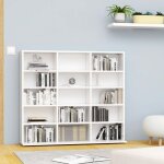 Maison chic - meuble de rangement cd / dvd meuble tagre blanc 102x23x89, 5 cm agglomr 92574