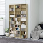 Maison chic - meuble de rangement cd / dvd meuble Étagère chêne sonoma 102x16x177, 5 cm bois d'ingénierie ... Maison chic - meuble de rangement cd / dvd meuble Étagère chêne sonoma 102x16x177, 5 cm bois d'ingénierie ...