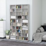 Maison chic - meuble de rangement cd / dvd meuble tagre gris bton 102x16x177, 5 cm bois d'ingnierie ...