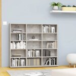 Maison chic - meuble de rangement cd / dvd meuble �tag�re gris b�ton 102x23x89, 5 cm agglom�r� 24799