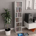 Meuble de rangement cd / dvd meuble tagre gris bton 21x20x88 cm bois d'ingnierie 78446