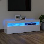 Maison chic - meuble tv avec lumires led banc tv armoire de rangement blanc brillant 120x35x40 cm 46701 ...