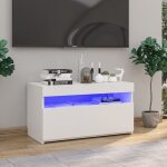 Maison chic - meuble tv avec lumires led banc tv armoire de rangement blanc brillant 75x35x40 cm 78282 ...