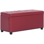 Pouf de rangement banc coffre rangement 87, 5 cm rouge bordeaux similicuir 61965