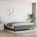 Maison chic - sommier � ressorts de lit cadre � lattes pour lit adulte gris fonc� 180x200 cm tissu 11763 ...
