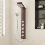 Maison chic - colonne de douche systme de panneau de douche verre marron 79152