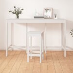 Table de bar table haute de bar blanc 180x80x110 cm bois massif de pin 83046