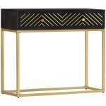 Maison chic - table console table d'entrée bout de canapé noir et doré 90x30x75 cm bois de manguier massif ... Maison chic - table console table d'entrée bout de canapé noir et doré 90x30x75 cm bois de manguier massif ...