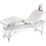 Maison chic - table pliable de massage blanc crme 4 zones lit de massage table de soin au cadre aluminium ...