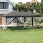 Tente de réception pliable tonnelle de réception barnum avec parois anthracite 3x6 m 79590 Tente de réception pliable tonnelle de réception barnum avec parois anthracite 3x6 m 79590