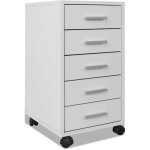 Maison chic - caisson � tiroir de bureau armoire de bureau commode - avec roulettes et 5 tiroirs blanc ...