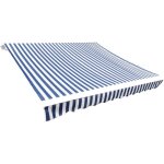 Maison chic - toit d'auvent toile - toit de remplacement store extrieur bleu et blanc 4x3 m (cadre non ...