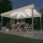 Maison chic - tonnelle avec guirlande lumineuse � led, tente de r�ception, pergola de jardin 4x3 m cr�me ...