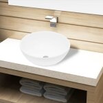 Maison chic - vasque � poser - lavabo lave - mains - �vier c�ramique rond blanc chic - 646971
