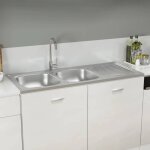 Maison chic - vier de cuisine  double lavabo evier 2 bacs argent 1200x600x155 mm inox